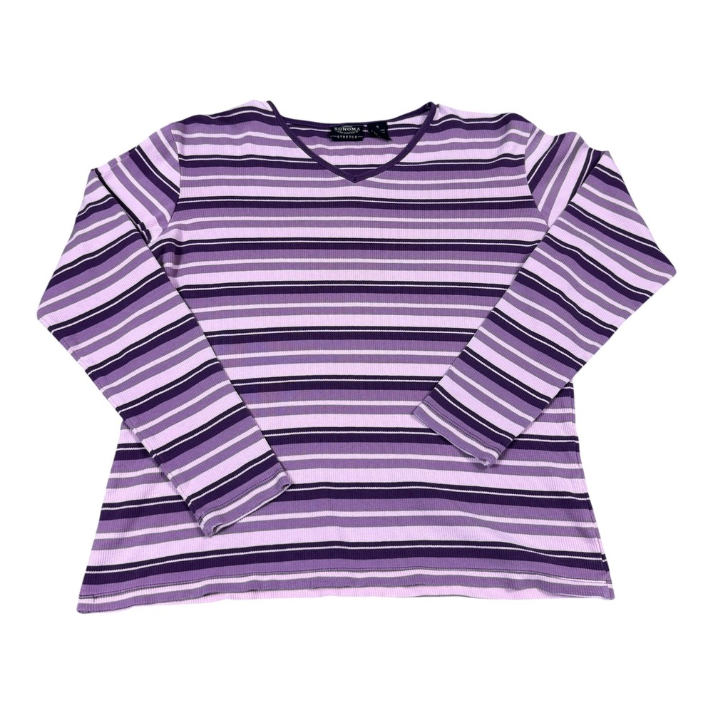 Vintage 2000s Sonoma Striped Blank Cotton Blend Long Sleeve Shirt Women's Small